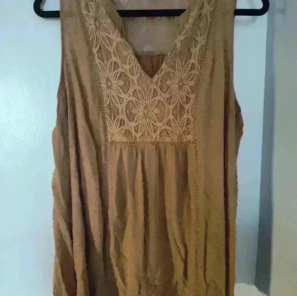 Torrid Swiss Dot Crochet Inset Tank Indian Tan Women's Plus Size 1 #139 - Picture 2 of 4